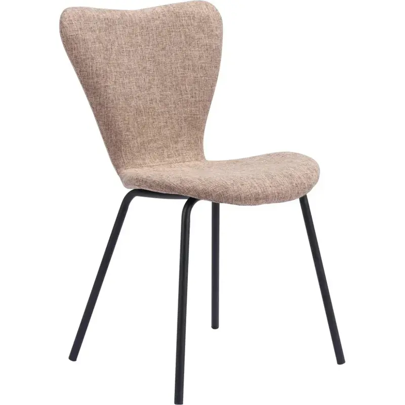 Tollo Brown Dining Chairs – Modern Fabric-Upholstered Pair 1