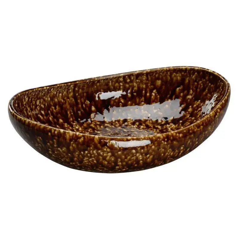 Tortoise-Print Brown Ceramic Bowl With Organic Texture 1