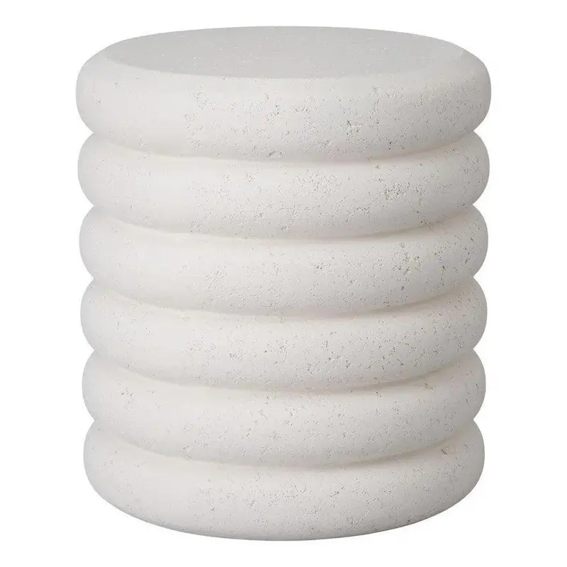 Torus Chalk White Terrazzo Stool – 20-Inch Round Garden Seat 1