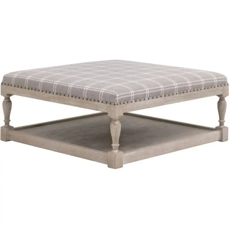 Townsend Square Coffee Table – Tufted Performance Fabric Top 1