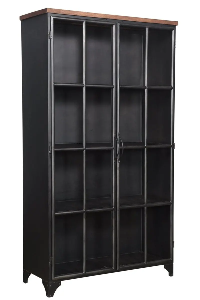 Tradition Black Wooden Display Cabinet With Adjustable Shelving 1