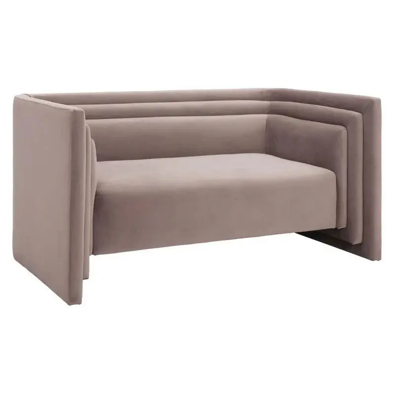 Trippel Taupe Velvet Loveseat – Compact Two-Seater Sofa 1