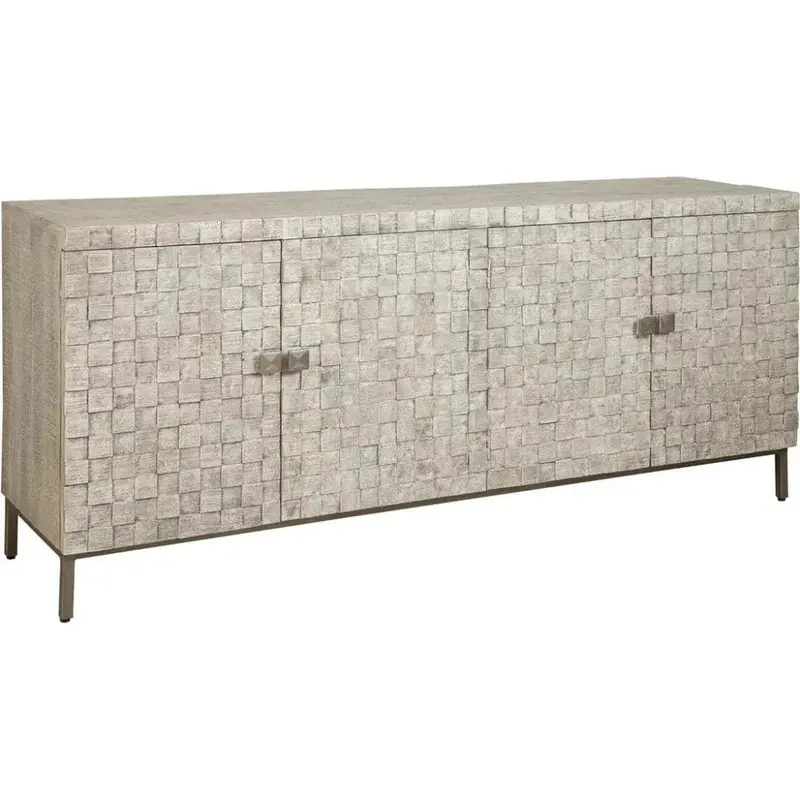 Tritan 3D Basket-Weave Wooden Sideboard 1
