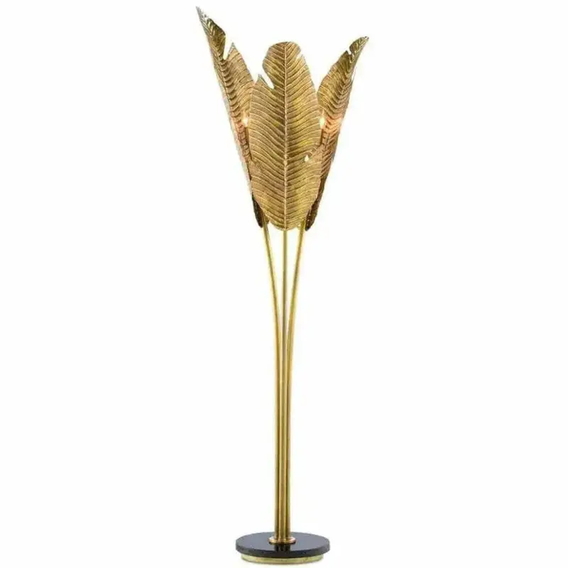 Tropical-Inspired Large Gold Floor Lamp 1