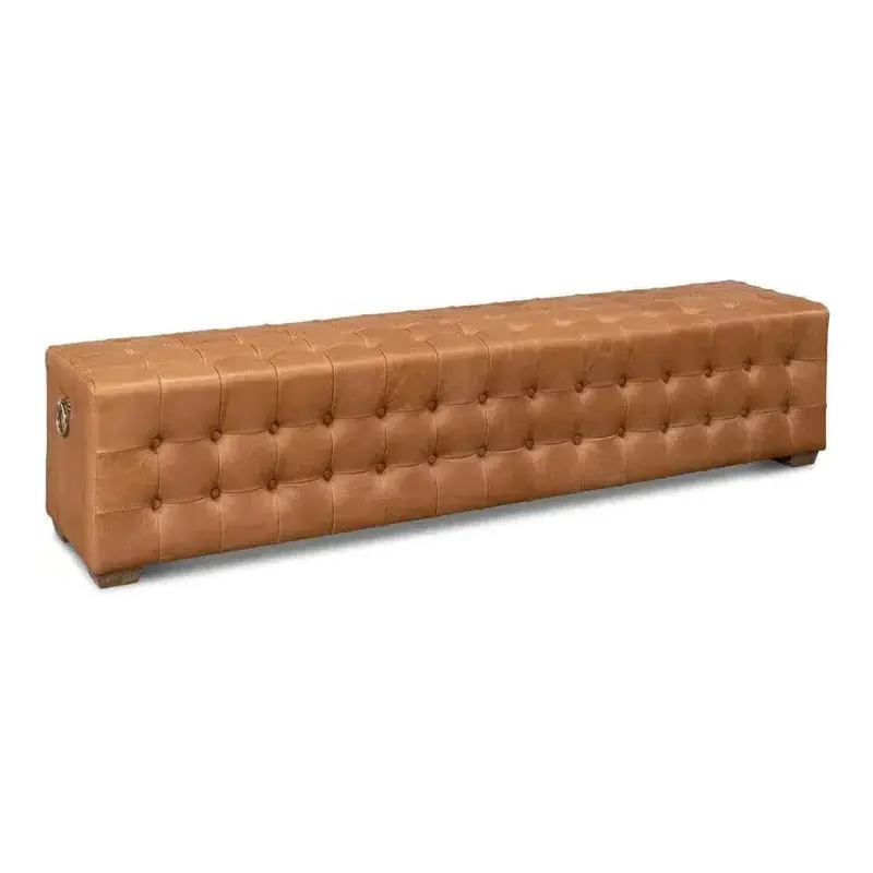 Tufted Leather Beam Bench 1