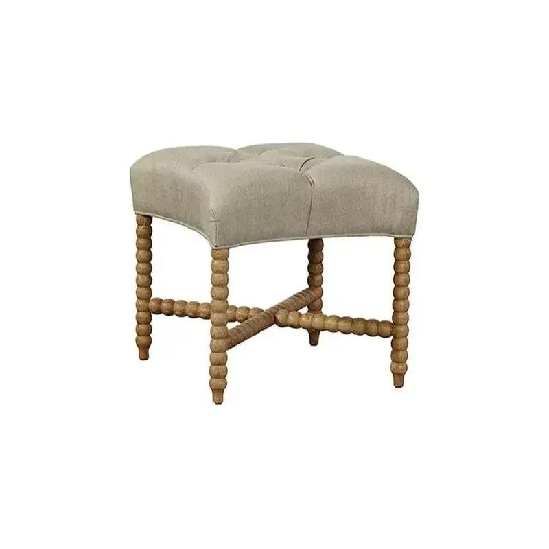 Tufted Linen Accent Stool 1