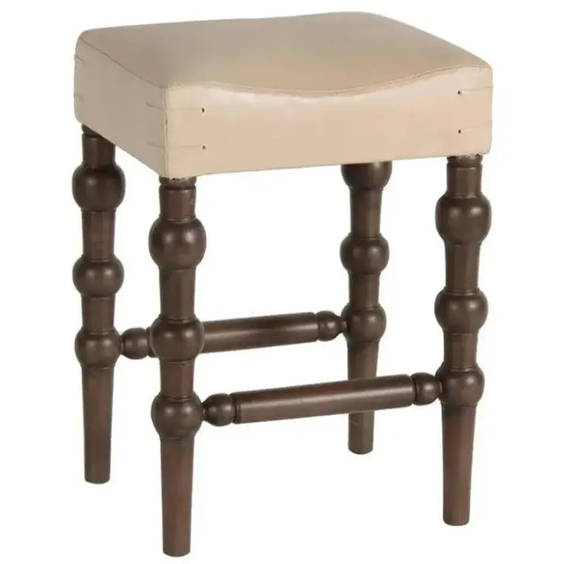 Tunisia Smoke-Leather Barstool With Sturdy Metal Base 1