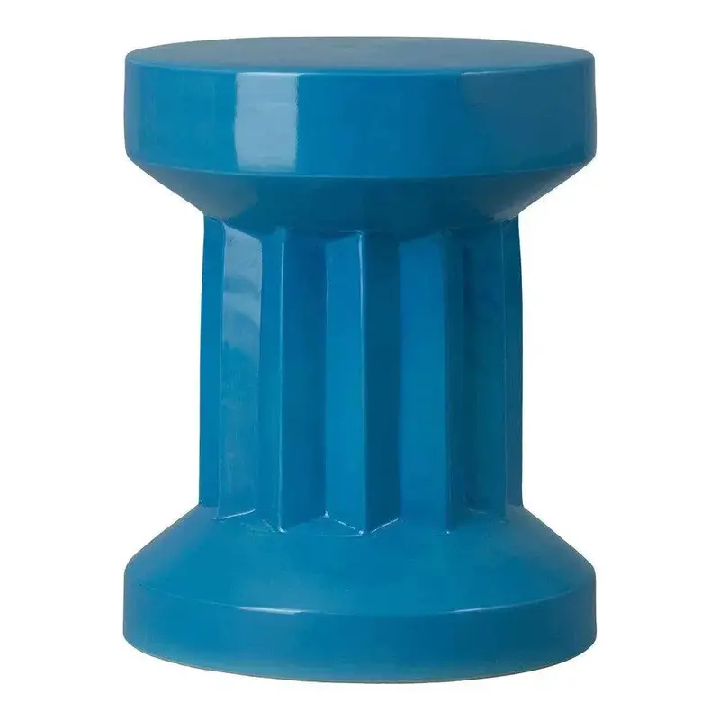 Turquoise Ceramic Round Garden Stool – 18 Inch Outdoor Seating And Decor 1