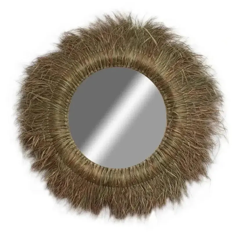 Tuvalu Oval Mirror Featuring Natural Seagrass Border 1