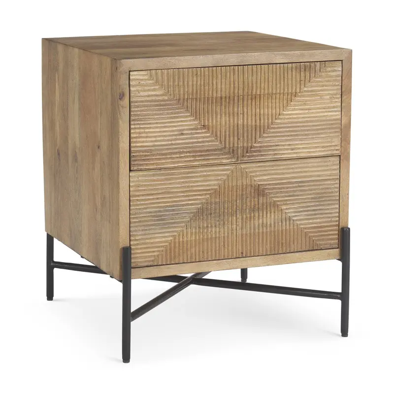Two-Drawer Solid Wood Accent Cabinet In Natural Finish 1