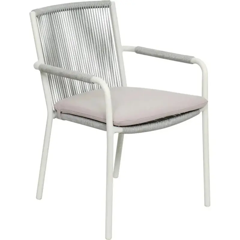 Two-Piece White Outdoor Dining Arm Chairs 1