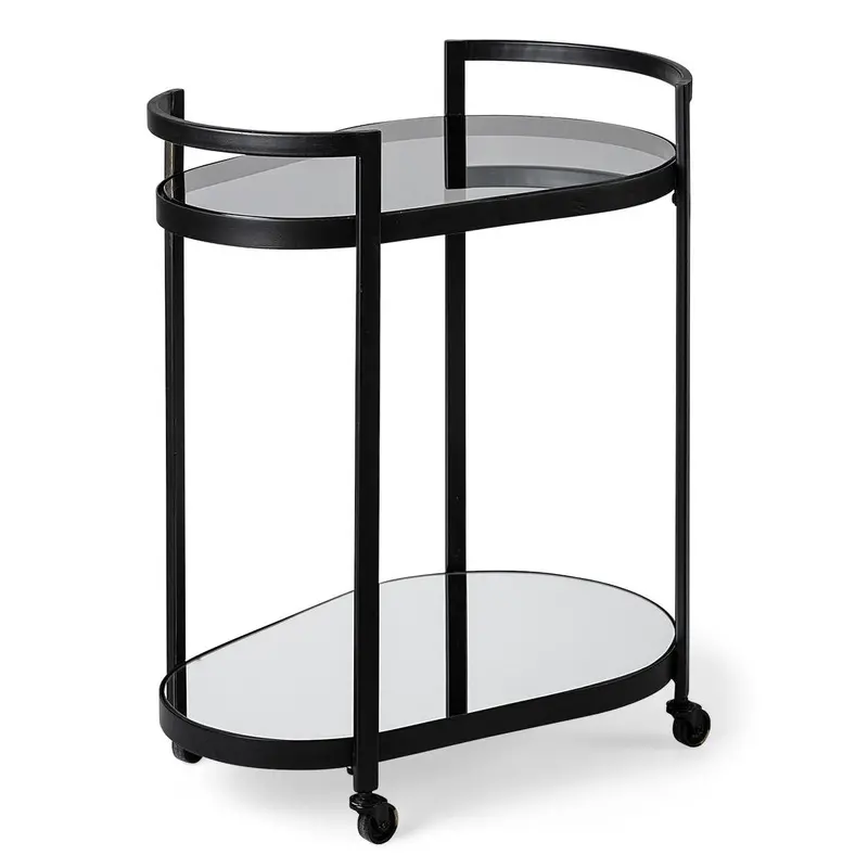 Two-Tier Glass Shelf Bar Cart With Polished Frame 1