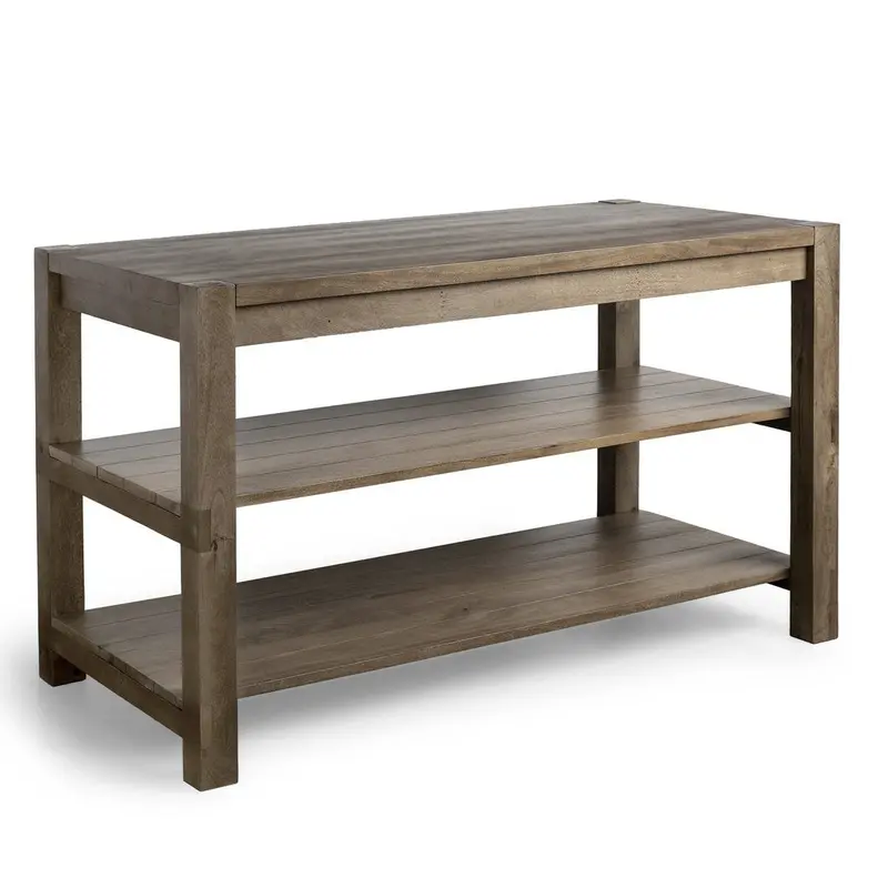 Two-Tier Wooden Counter Height Table With Open Shelving 1