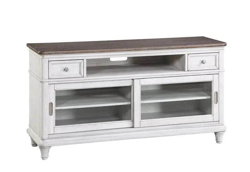 Two-Tone White Wood Tv Stand & Entertainment Console 1