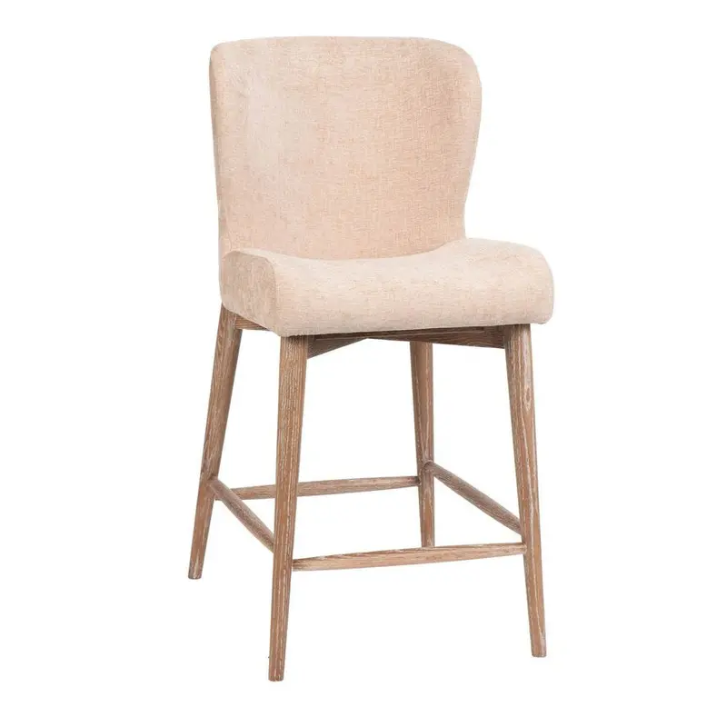 Uffizi Champagne Chenille Upholstered Barstool 1