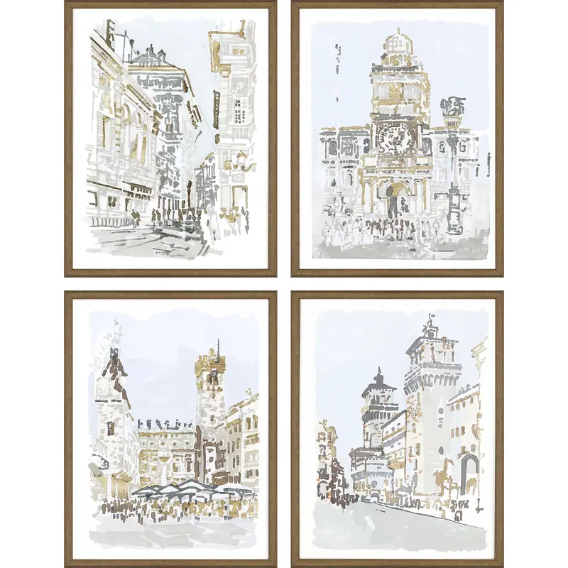Urban Street Scenes Wall Decor – 4-Piece Multi-Frame Arrangement 1