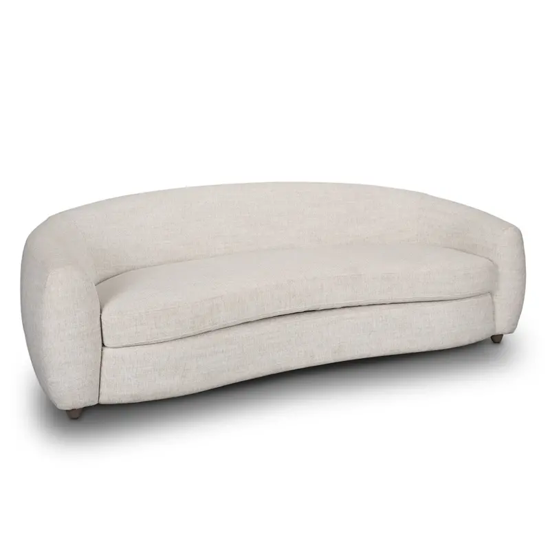 Valentina Curved Sofa In Oatmeal Fabric With Soft Cushioning 1