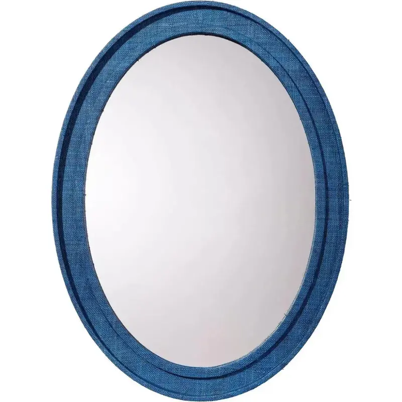 Valley Oval Wall Mirror With Natural Raffia Frame 1
