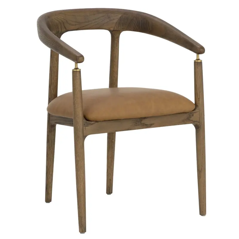 Valmont Milliken Cognac Textured Fabric Dining Armchair 1