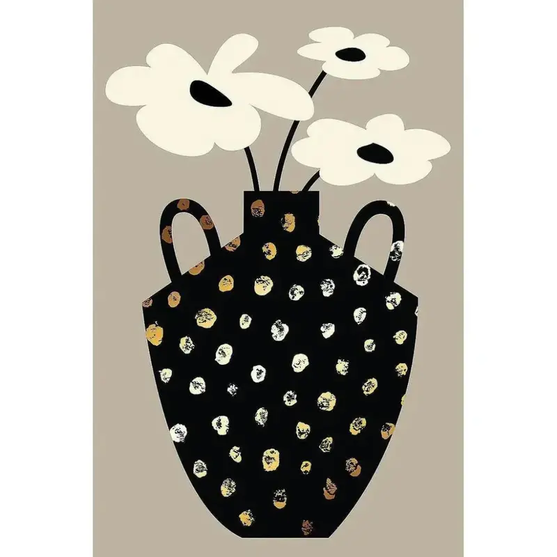 Vase And Floral Ii Minimalist Floating Canvas Art 1