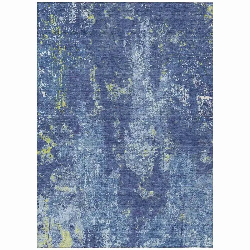 Veldan Blue High-Traffic Indoor/Outdoor Washable Rug 2