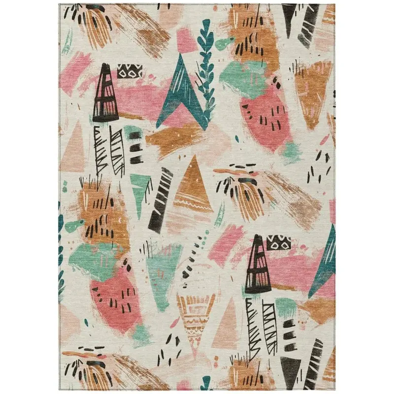 Veldorah Ivory Low-Pile Indoor-Outdoor Rug – Spill-Proof, Quick-Dry Flooring 2