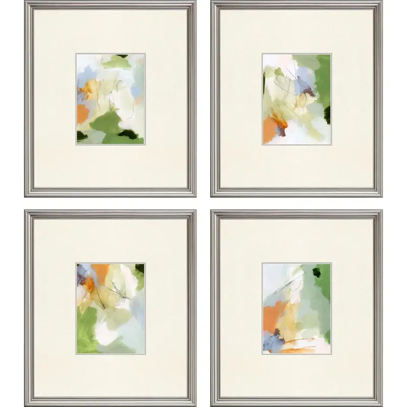 Verdure Nature Wall Art – 4-Piece Green Wood Framed Series 1