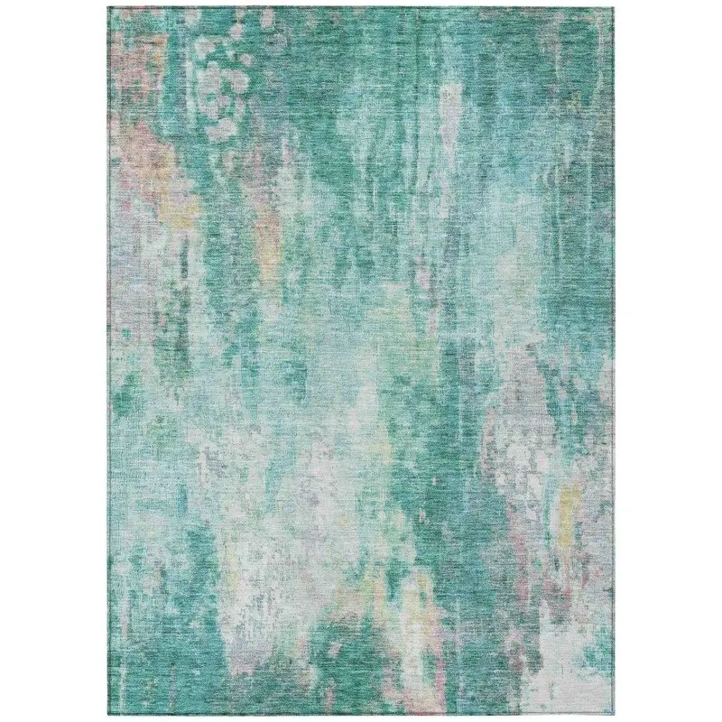 Verentha Teal Outdoor Area Rug – Durable Washable Indoor-Outdoor Design 2