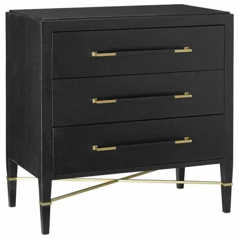 Verona Black Chest With Linen-Weave And Champagne Tone Accents 1
