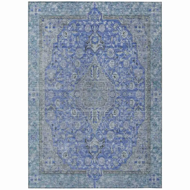 Vexira Blue Washable Outdoor Rug – Crisp Cool Tone, Stain Repellent & Pet-Friendly 2