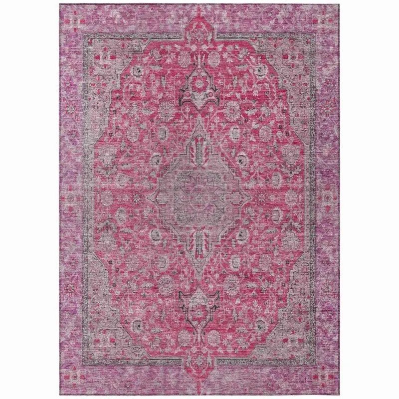 Vexira Pink Washable Area Rug – Cheerful Accent Rug For Indoors, Porches, Or Play Areas 2