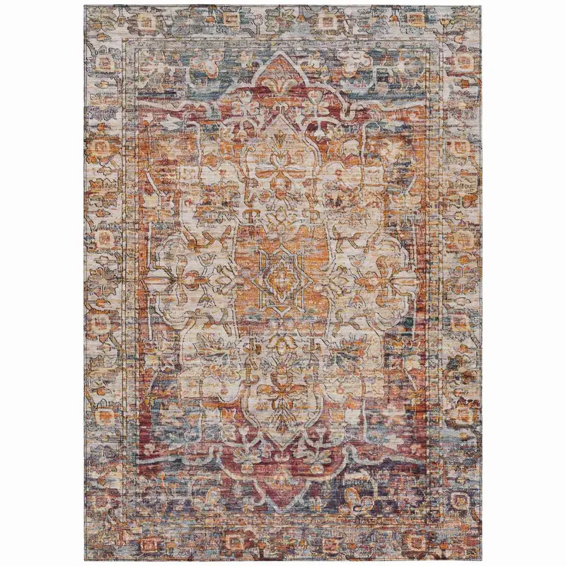 Vibrant Orange Washable Indoor/Outdoor Area Rug By Haelas 1