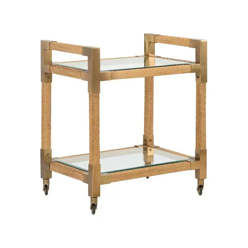 Vieux Carré Bar Cart With Tempered Glass Top And Vintage-Inspired Structure 1