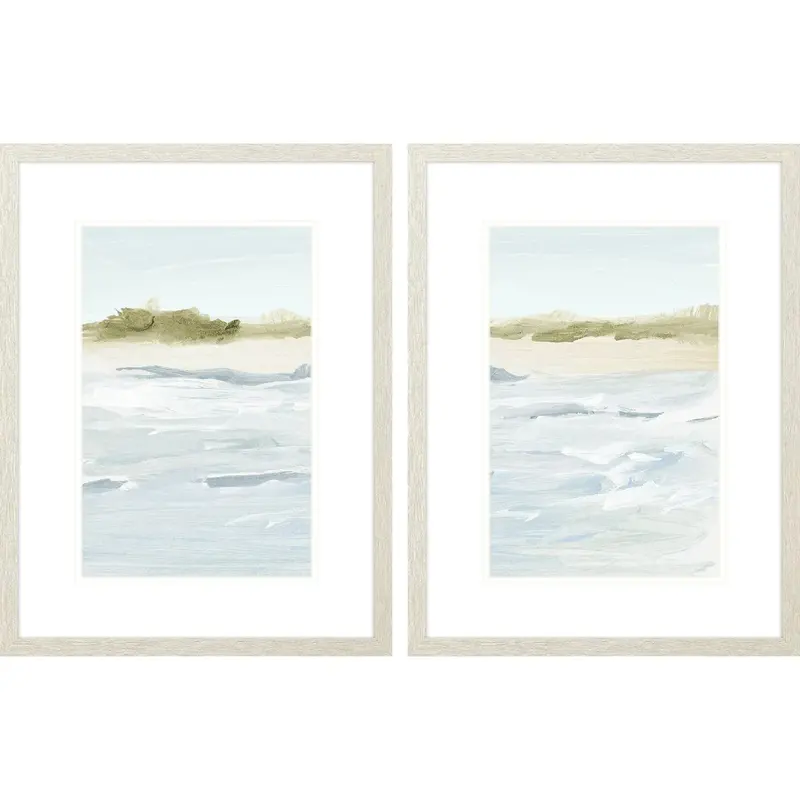 View Of The Shore Wall Art – Serene Blue Framed Print Pair 1
