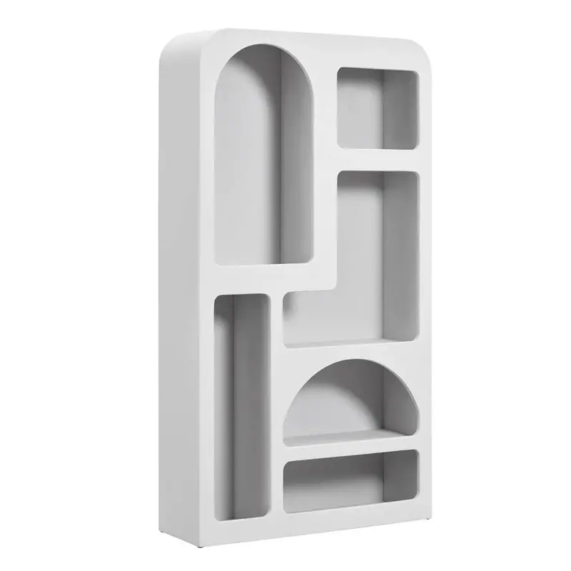 Vinci White Micro-Cement Bookshelf With Industrial-Chic Aesthetic 1