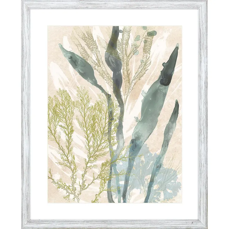 Vintage Ocean Jewelry Theme Wall Art In Natural Wood Frame 1