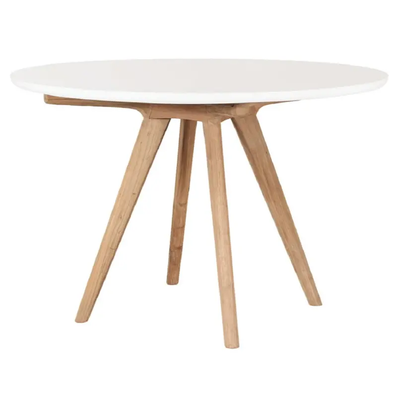 Viola Outdoor Dining Table – White Teak And Concrete Design 1