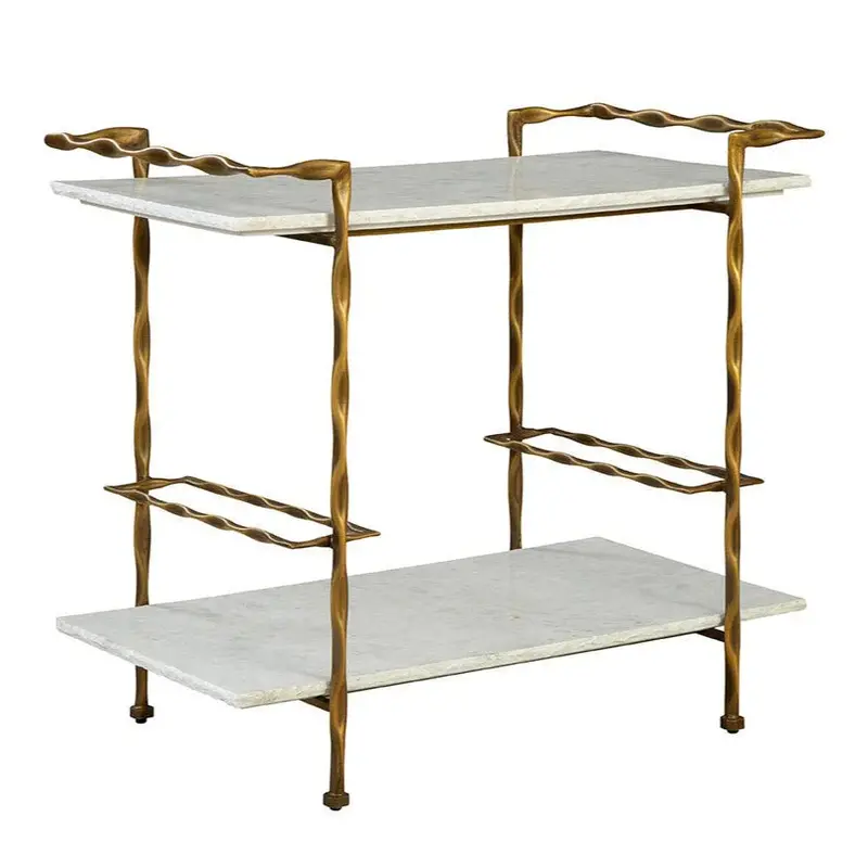 Vivian Bar Cart With Metallic Gold Accents And Two-Tier Storage 1