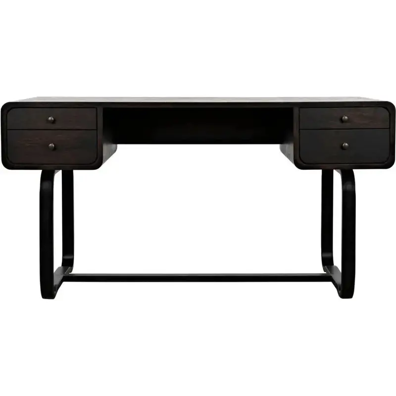 Voltes Ebony Walnut & Black Steel Desk 1