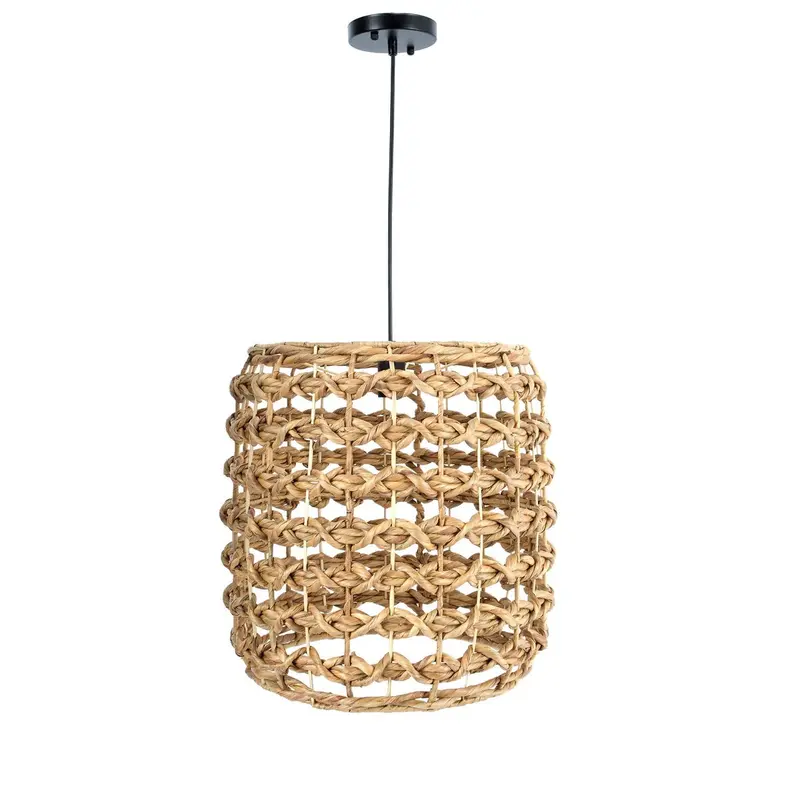 Water Hyacinth Round Pendant Light – Organic Woven Ceiling Fixture 1