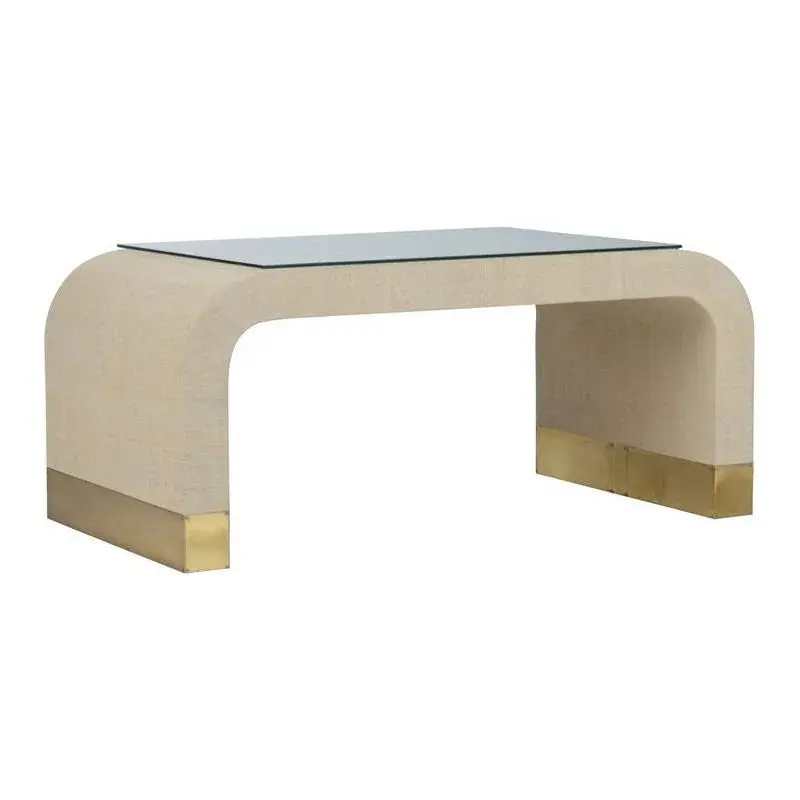 Waterfall Raffia-Wrapped Coffee Table 1