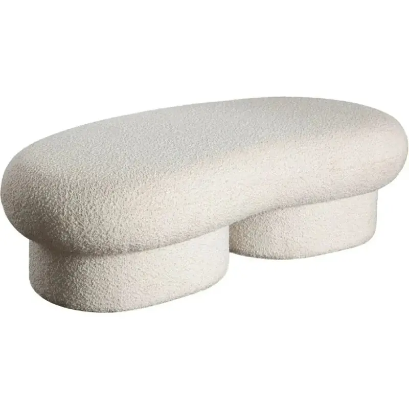 Wave-Curved Bouclé Accent Bench 1