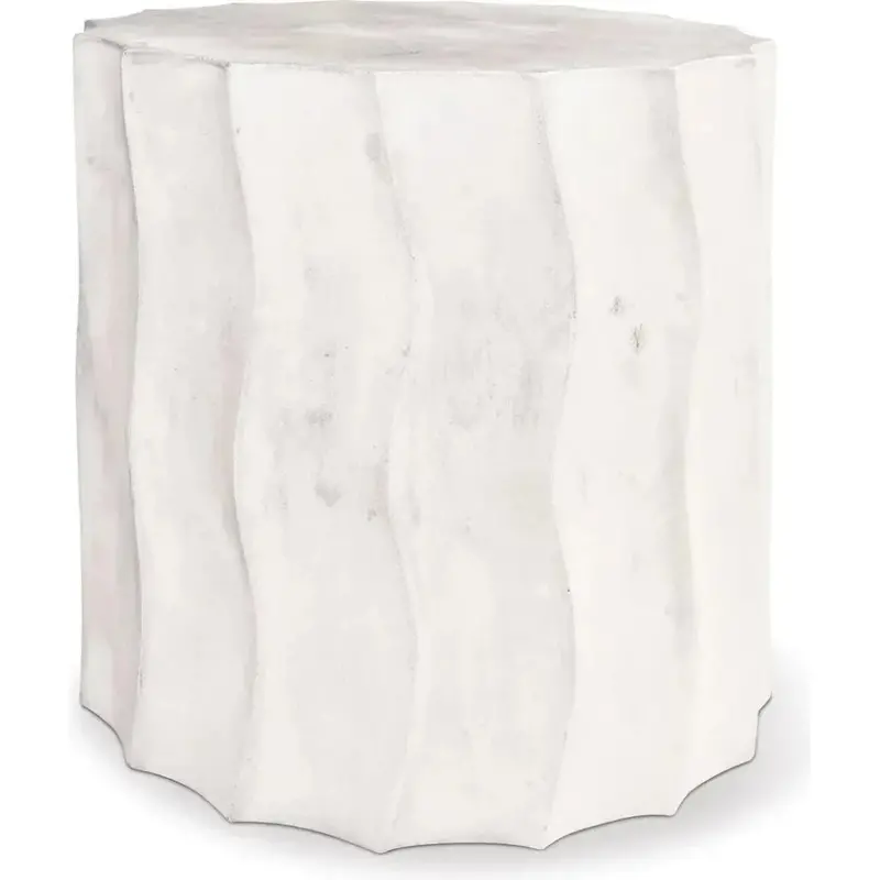 Wave Short White Outdoor End Table – Curved Coastal Accent 1