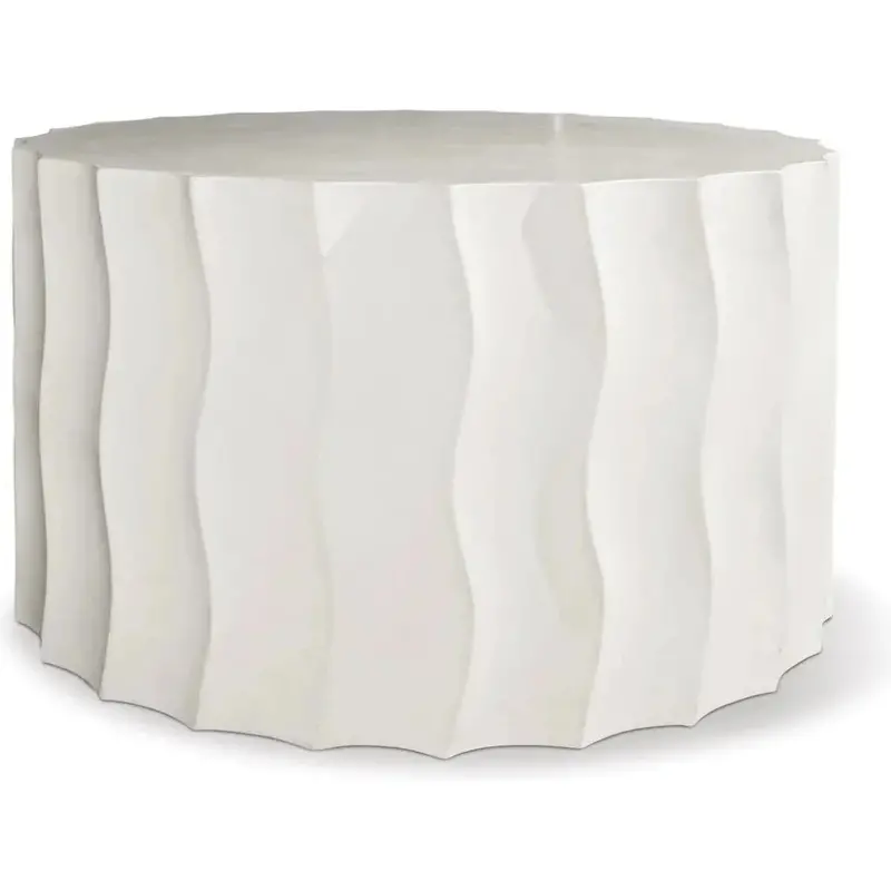 Wave Wide White Outdoor End Table – Spacious Patio Side Table 1