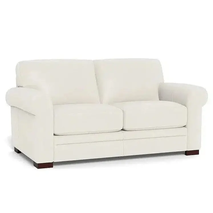 Wenton Leather Loveseat With Classic Rolled-Arm Accents 1