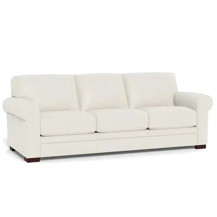 Wenton Modern Leather Sofa With Rolled-Arm Elegance 1