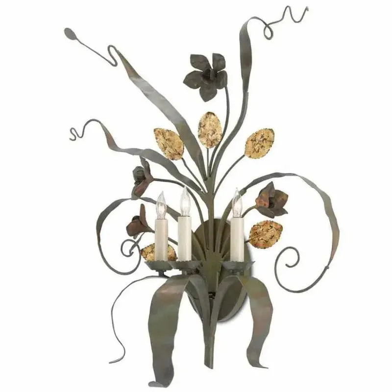 Westley Wall Sconce – Verdigris Patina With Antique Gold Leaf Accents 1