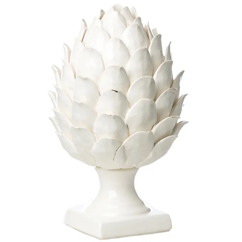White Artichoke-Shaped Ceramic Planter – Vinci Design 1