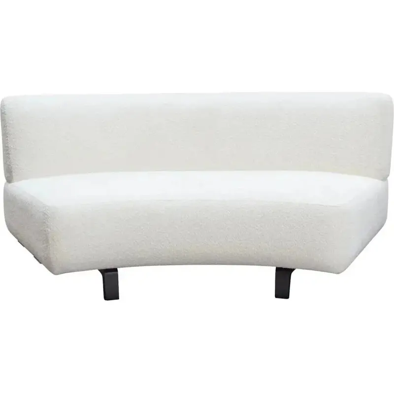 White Bouclé Sherpa Modular Curved Loveseat 1