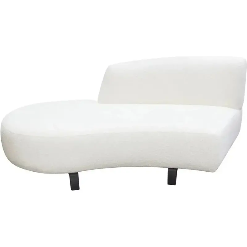 White Bouclé Sherpa Modular Left-Facing Curved Chaise 1